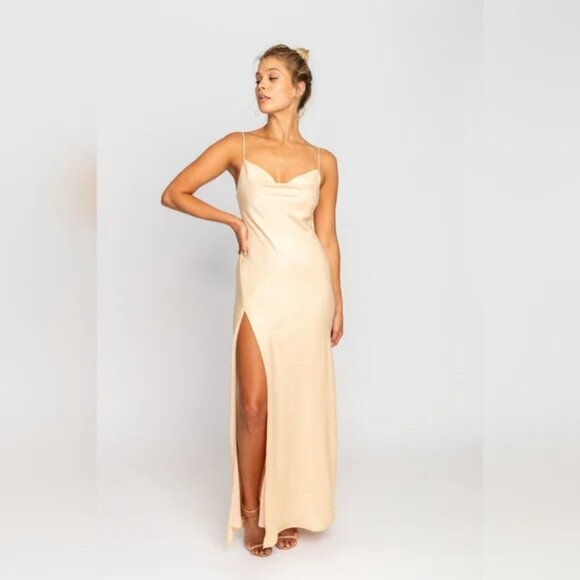 Resa River Slip Maxi dress in butter Size Small - Picture 1 of 13